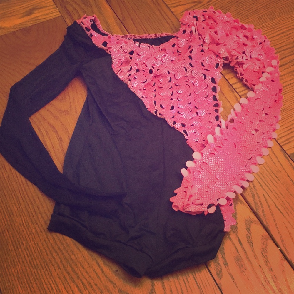 Embellished gymnastics long sleeve leotard